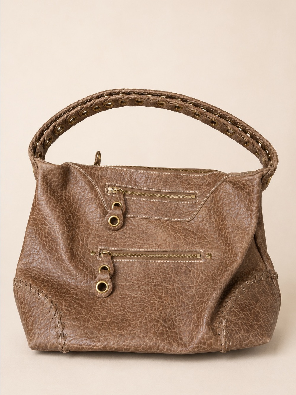 2008 Pelle Studio Brown Leather Hobo Bag - Everyday Shoulder Tote Y2K